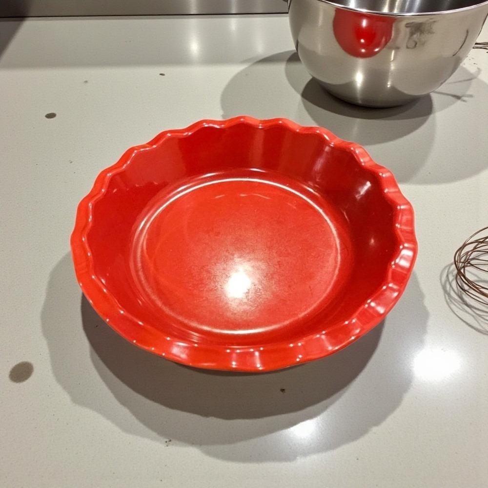 Emile Henry, France 9"‎ Pie Plate Dish-Red Ceremic, Made In France
